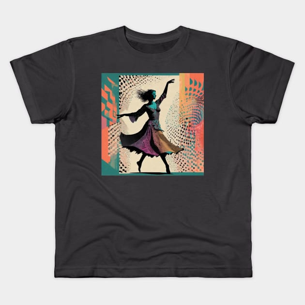 Dancing Woman Kids T-Shirt by Hat Full of Gummies by Jeremy Menard